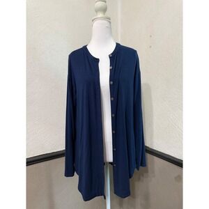J. Jill Wearever Collection Womens S Navy Blue Cardigan Rayon Spandex Open Front